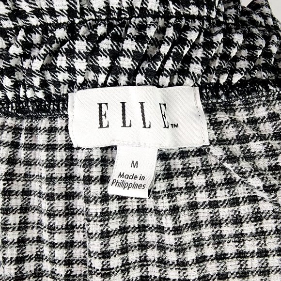 ELLE Brand Black & White Checkered Off Shoulder Stretchy Top - M - Picture 6 of 7